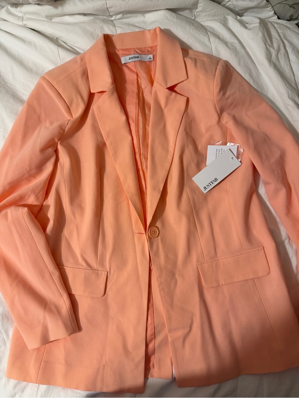 JustFab Women's Peach Single-Button Blazer Jacket